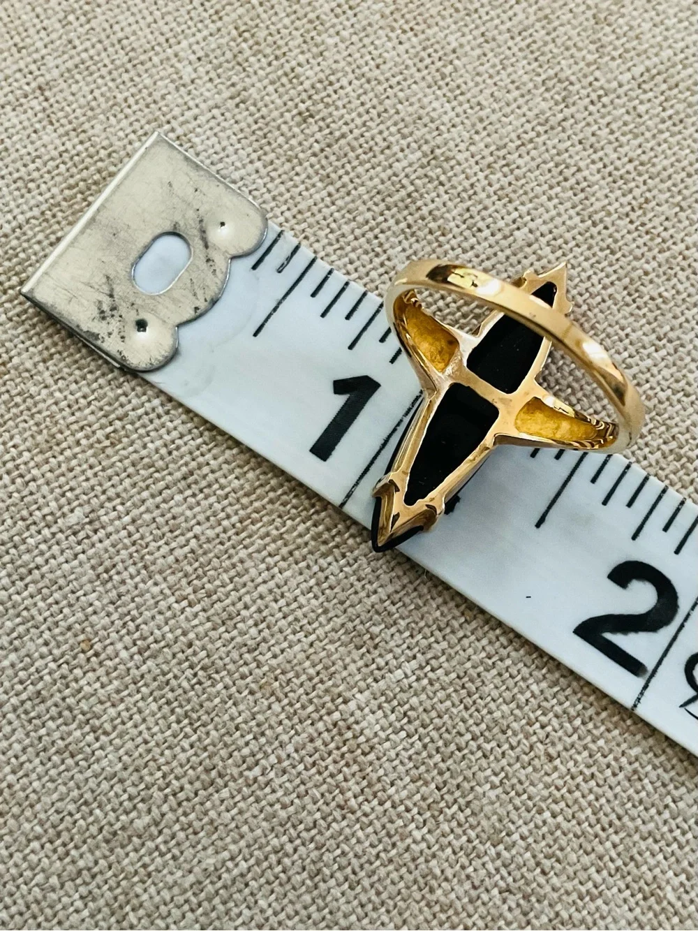 Vintage 1970s 10K Gold Black Onyx Marquise Ring Size 5.75 3.67g
